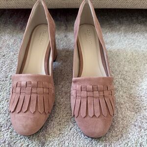 Cole Haan Mabel Blush Suede Loafers with Fringe